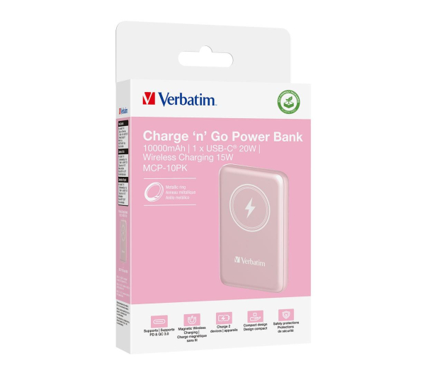 VERBATIM Charge 'n' Go Magnetic Wireless Power Bank 10000mAh różowy 32248 - 1236533 - zdjęcie 2